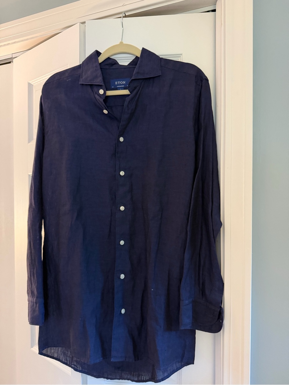 Eton Men's Dark Navy Linen Button-Down Shirt
